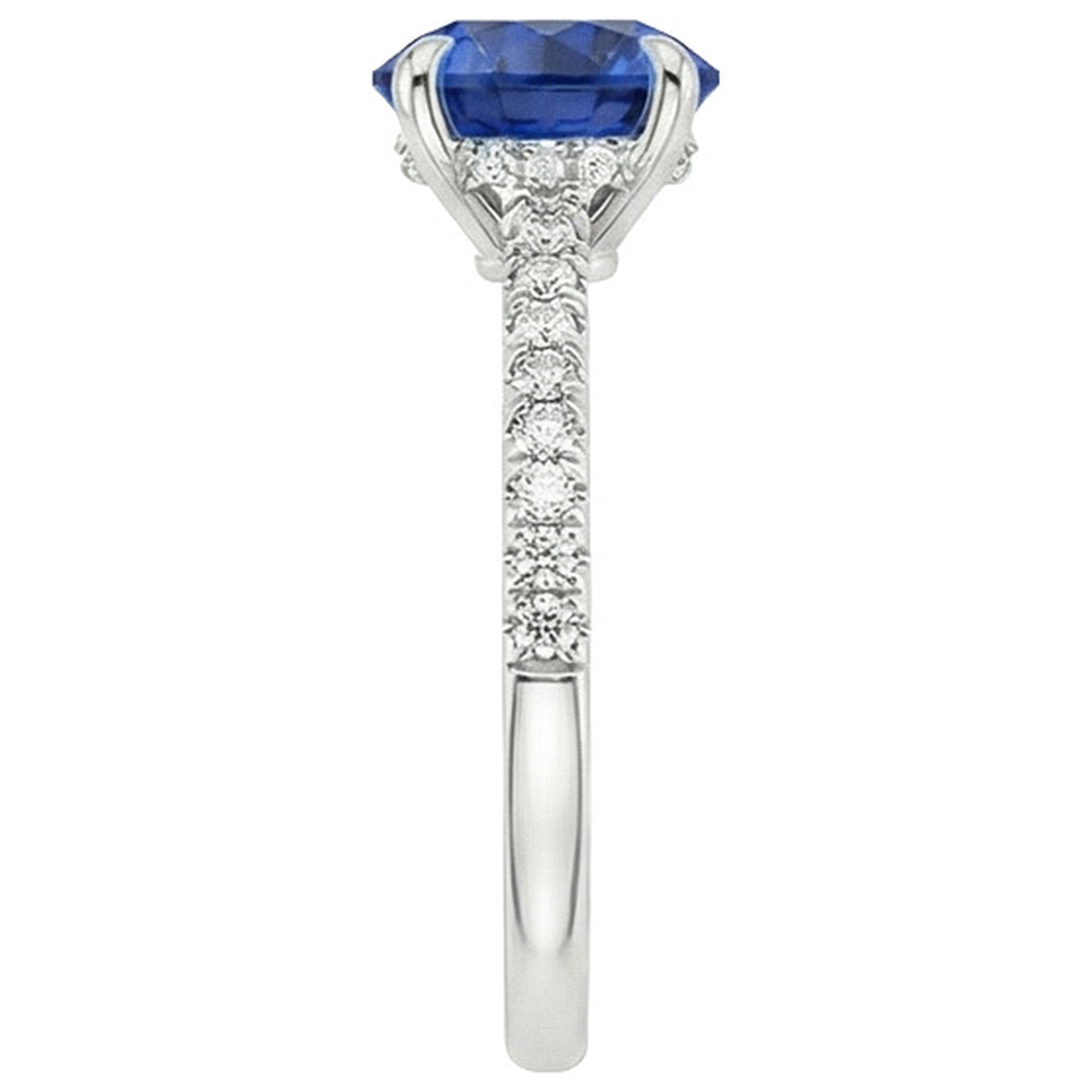 vero round diamante 2.50carati anello vista di profilo