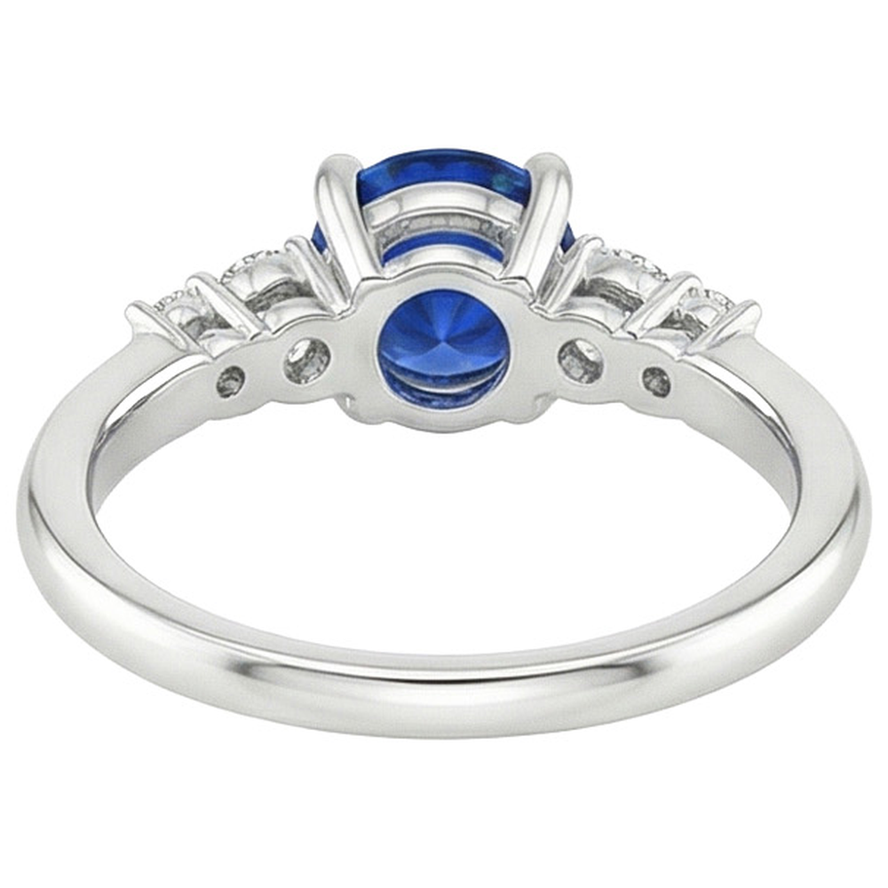 Gioielli da donna con diamanti. zaffiro rotondo di Ceylon. cinque pietre. 2.50 carati