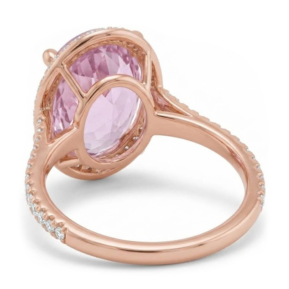 Gioielli in oro rosa massiccio con anello Kunzite rosa da 10.50 carati