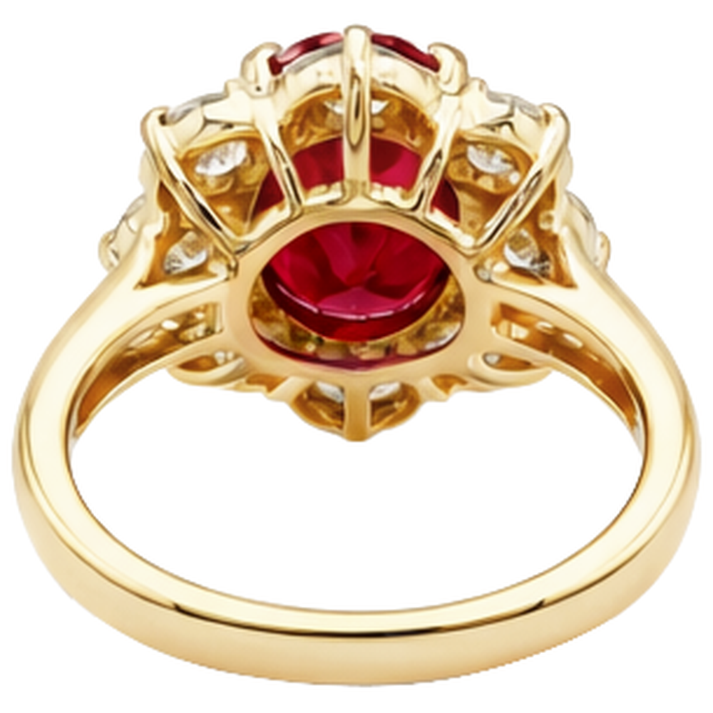 Gioielli per fedi nuziali in oro giallo 14K con diamanti rossi e rubini 4 carati