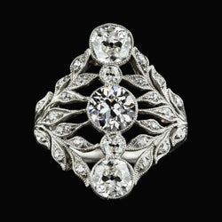 Gioielli Art Nouveau New Leaf Anello Stile Vintage Old Miner Vero Diamond