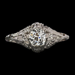 Gioielli Art Nouveau Nuovo Anello Solitario Vecchio Naturale Diamante Tondo Taglio Miniera