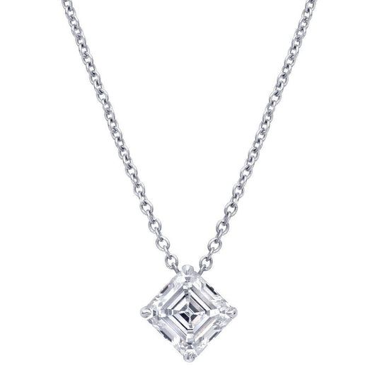 Gioielli Da Donna Ciondolo Con Naturale Diamante Asscher Da 1 Carato In Oro Bianco 14K