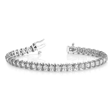 Gioielli Da Donna Con Bracciale Tennis In Oro Bianco 14K 4 Carati Con Vero Diamanti