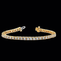 Gioielli Da Donna Con Bracciale Tennis In Oro Giallo 14K Tondo 6 Carati Con Naturale Diamanti