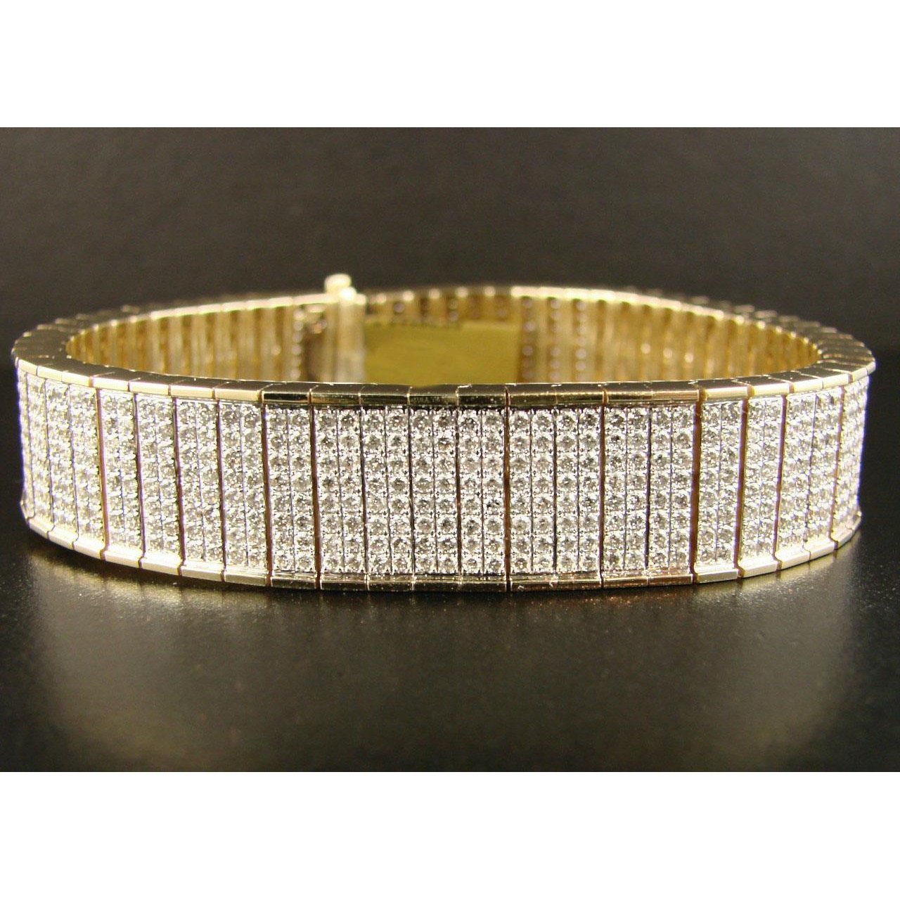 Gioielli Da Uomo In Oro Giallo 14K 18 Carati Con Vero Diamanti A Taglio Rotondo Bracelet