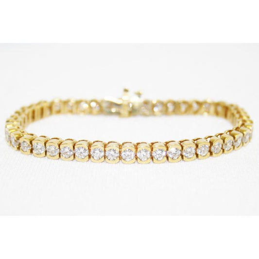 Gioielli Per Bracciale Da Tennis Da Donna In Oro Giallo 14K Con Vero Diamanti Rotondi 9 Carati