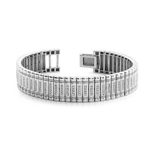 Gioielli Per Bracciale Da Uomo In Oro Bianco 14K Con Genuino Diamante Rotondo 7.60 Carati