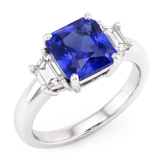Gioiello per anello a forma di diamante a forma di trapezio con 3 pietre a forma di diamante 2.50 carati
