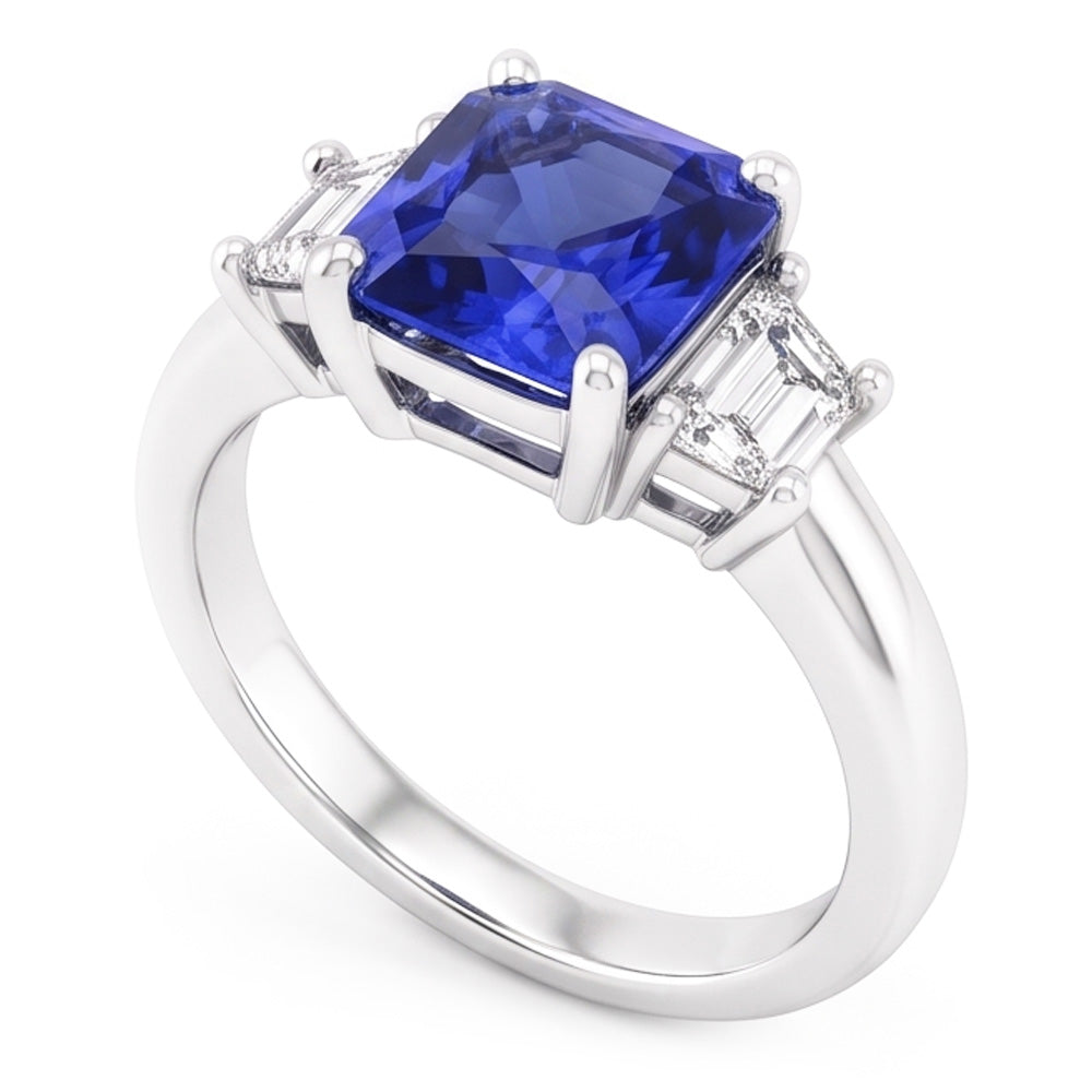 Gioiello per anello a forma di diamante a forma di trapezio con 3 pietre a forma di diamante 2.50 carati