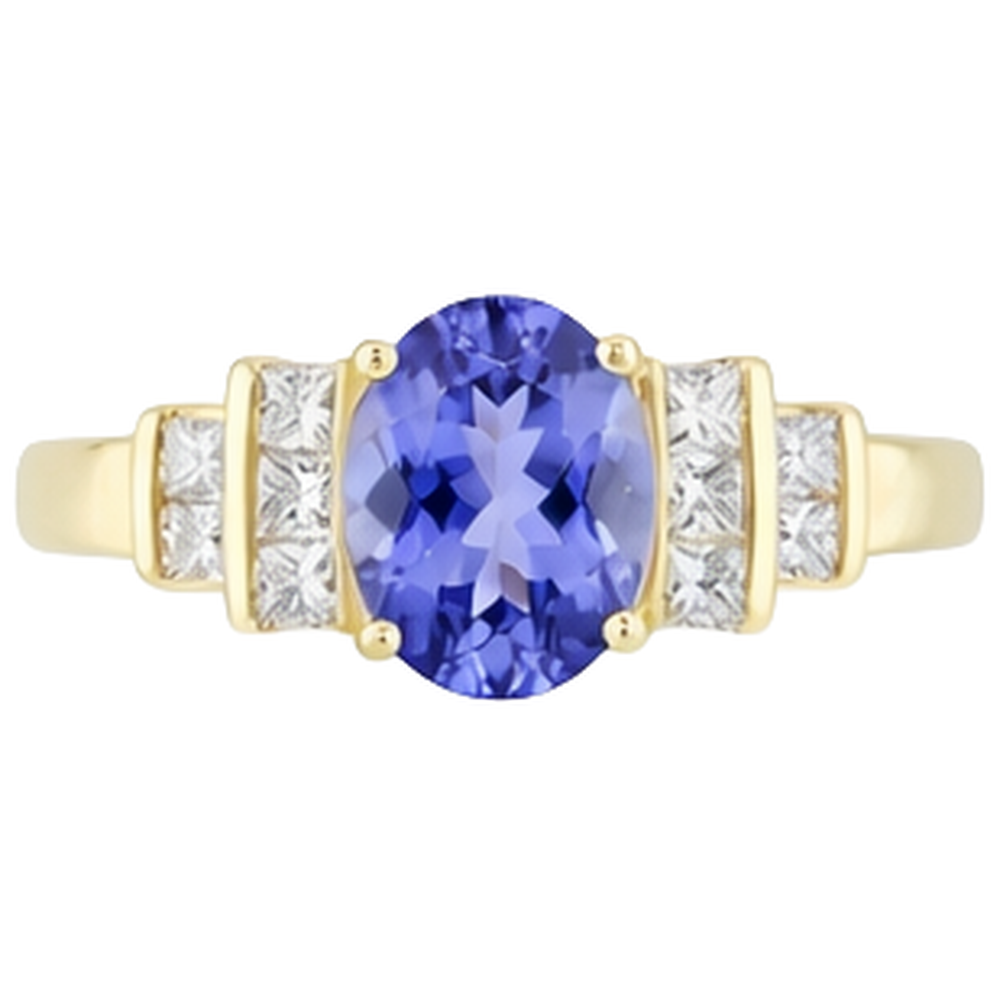 Gioiello per anello di fidanzamento con diamanti 3 carati ovale scintillante di tanzanite