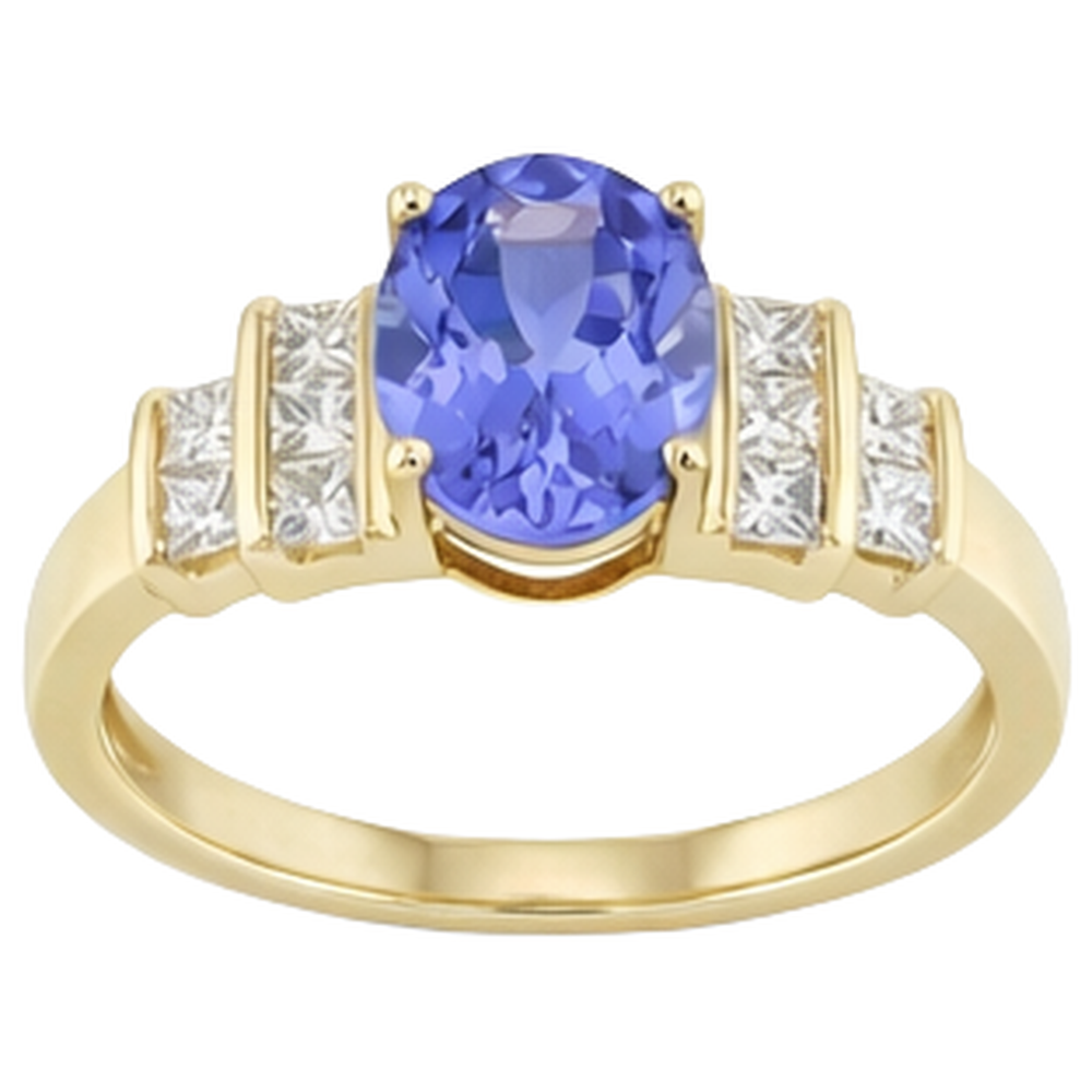 Gioiello per anello di fidanzamento con diamanti 3 carati ovale scintillante di tanzanite