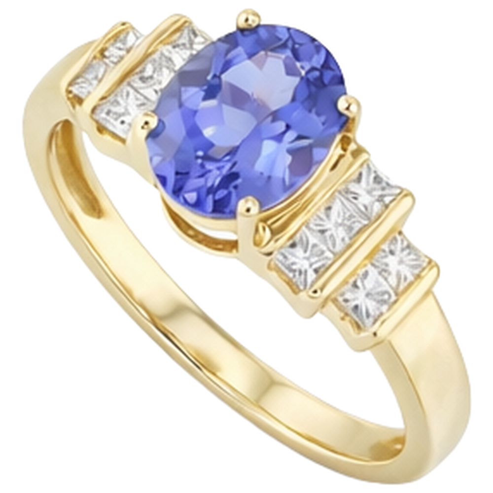 Gioiello per anello di fidanzamento con diamanti 3 carati ovale scintillante di tanzanite