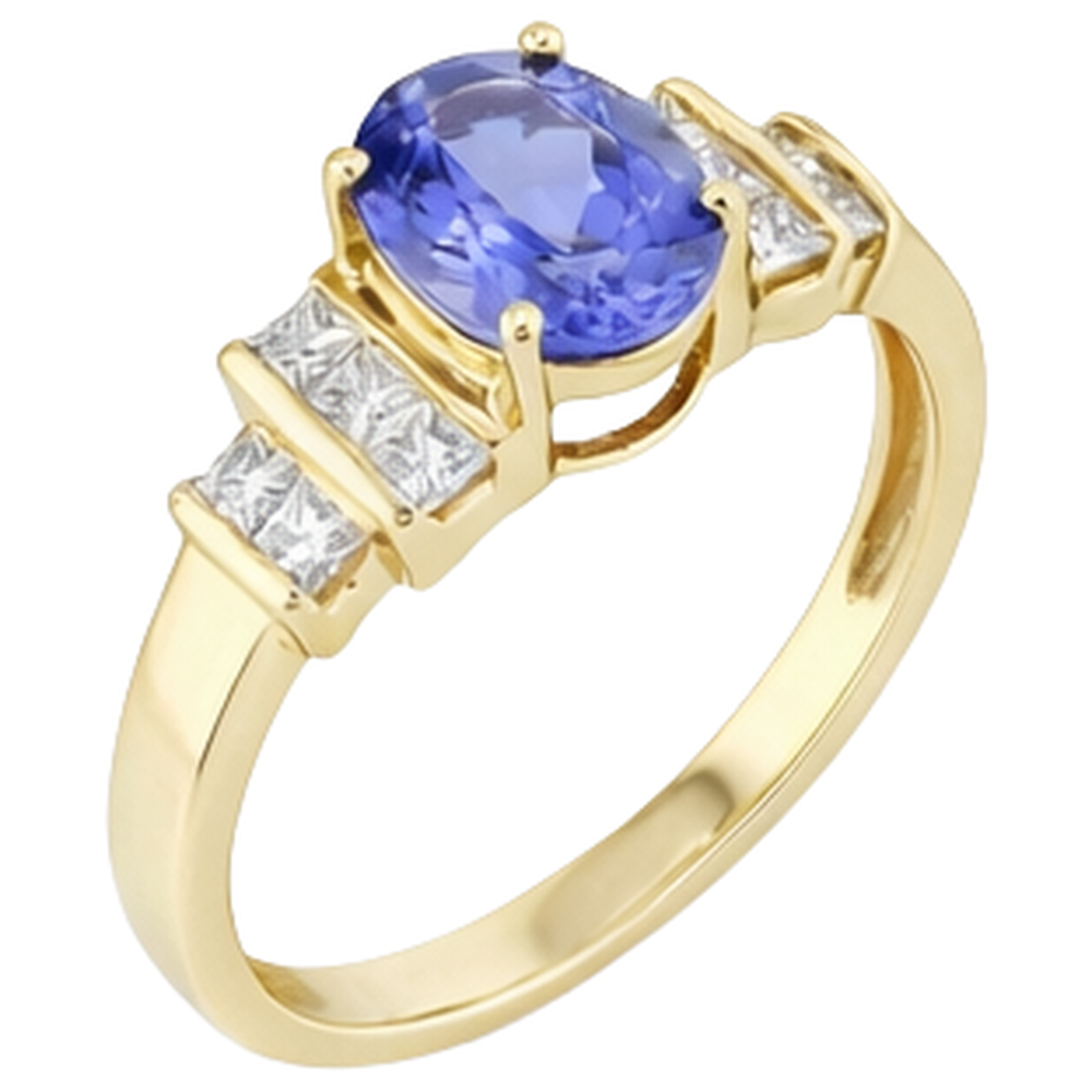 Gioiello per anello di fidanzamento con diamanti 3 carati ovale scintillante di tanzanite