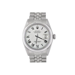 Giubileo in acciaio inossidabile Rolex Datejust Orologio da uomo quadrante bianco romano lunetta scanalata IMPOSTAZIONE RAPIDA