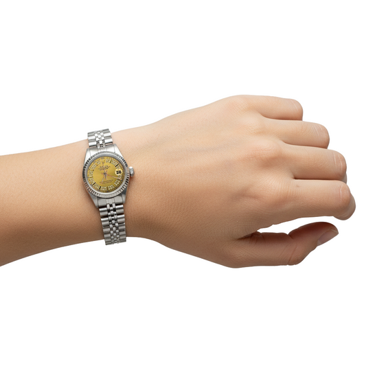 Giubileo in acciaio inossidabile Rolex quadrante champagne Datejust signora orologio lunetta scanalata P2