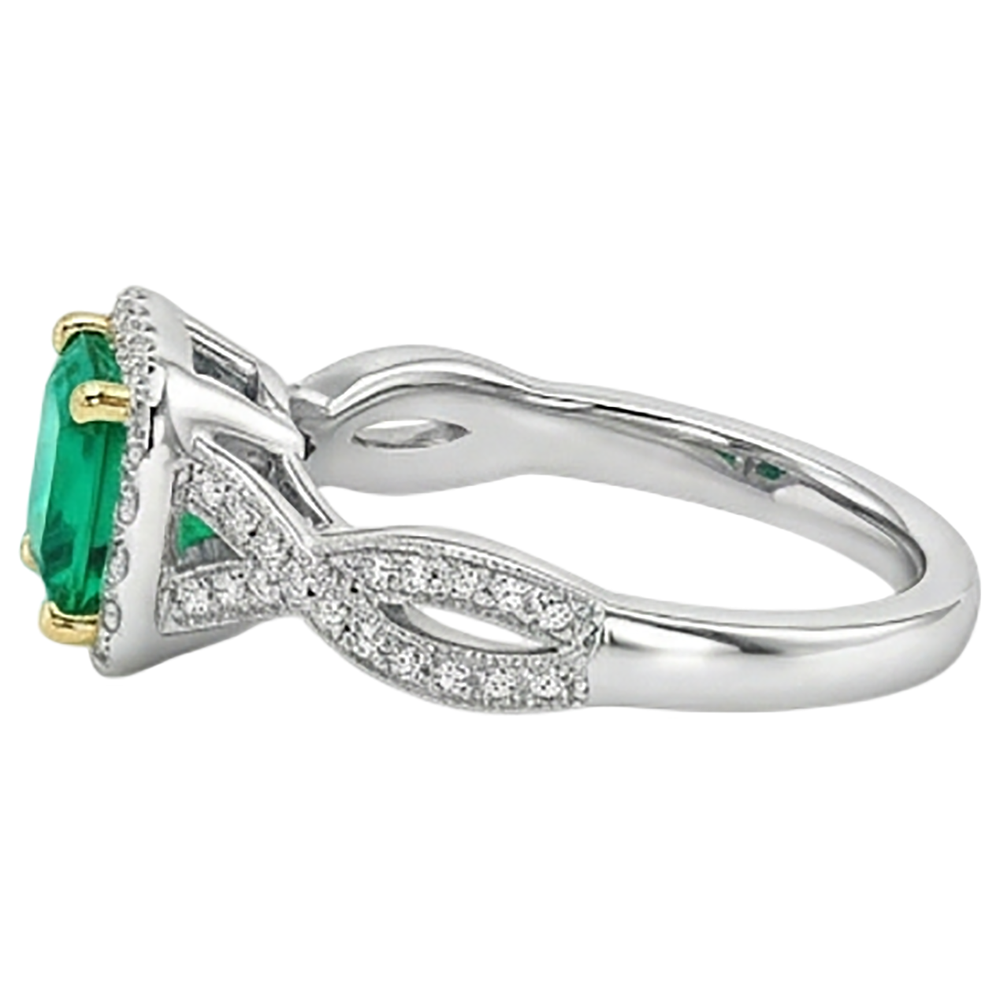 Anello Pietra Colorata Oro Due Toni 14K con Smeraldo – vista dall'alto