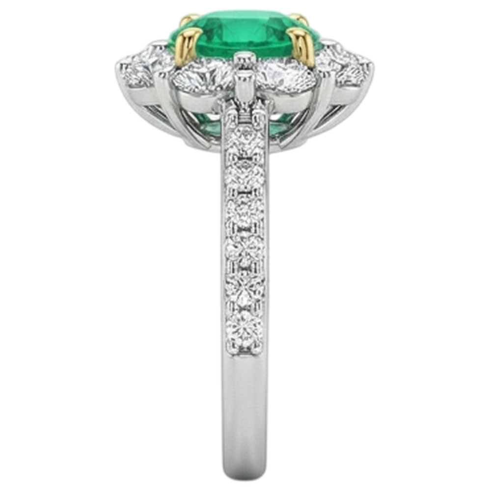Anello con Gemma Oro 14 Carati Bicolore con Smeraldo – vista dall'alto