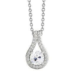 Cuscino Antico Diamante Pendente in Oro Bianco 14K – 2,50 carati