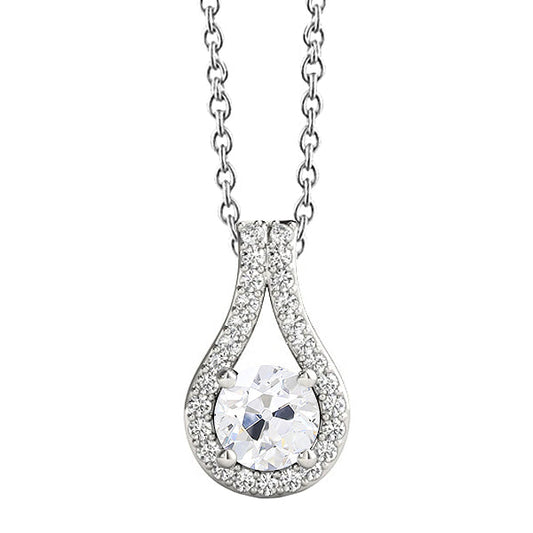 Pendente Oro Bianco 14K con Diamante – vista principale