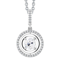 Cuscino Antico Diamante Collana Pendente – 2,50 carati in Oro 14