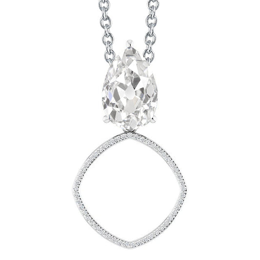 Diamante Fine Taglio Old Mine Collana Pendente in Oro Bianco 14K – vista principale