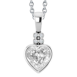 Pendente Oro 14 Carati Bianco – Diamante Fine Taglio Cuore 3,50