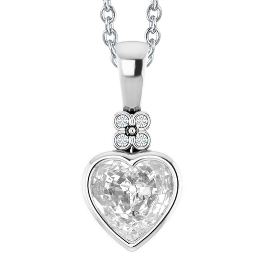 Diamante Fine Taglio Cuore Pendente in Oro 14 Carati Bianco – vista principale