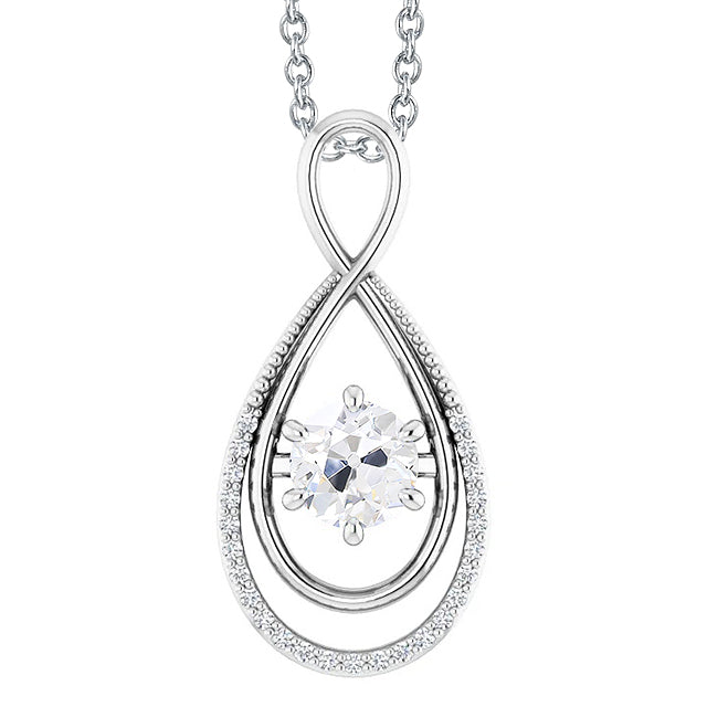 Pendente Oro Bianco 14K con Diamante Fine – vista principale