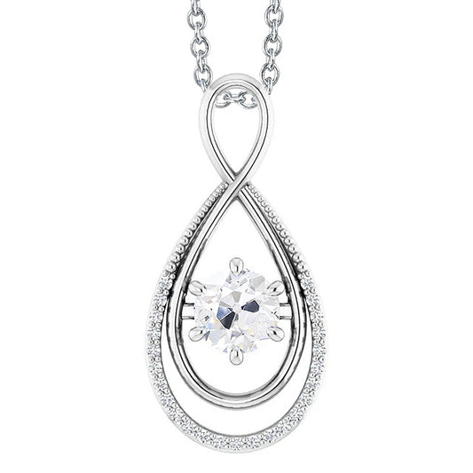 Pendente Oro Bianco 14K con Diamante Fine – vista principale