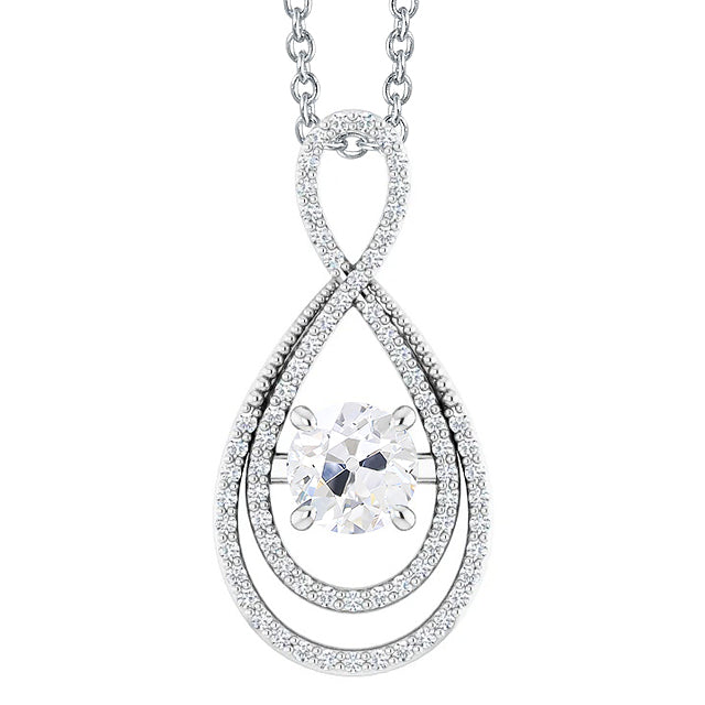 Brillante Cuscino Antico Collana Pendente in Oro 14 Carati Bianco – vista principale