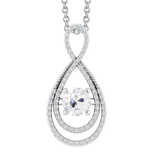 Brillante Cuscino Antico Collana Pendente in Oro 14 Carati Bianco – vista principale