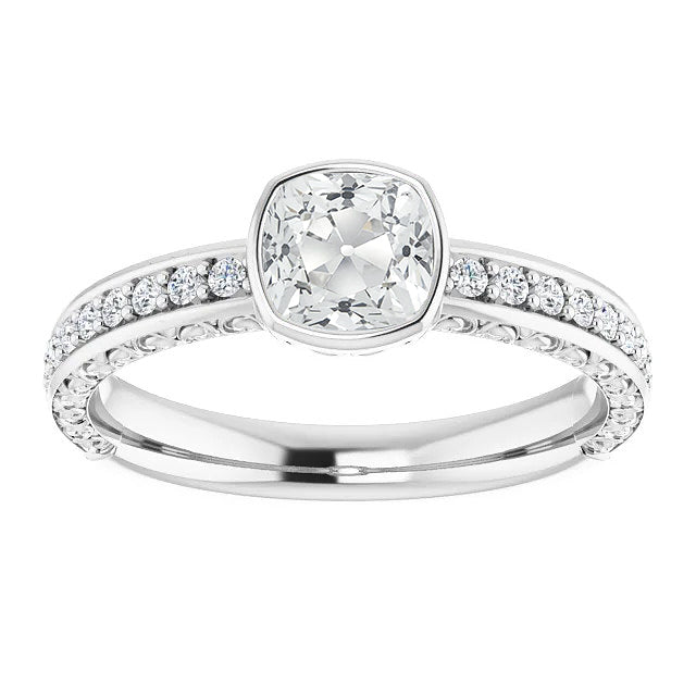 Cuscino Brillante anello in Oro Bianco 14K – vista principale