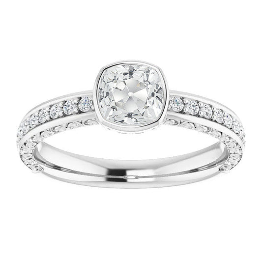 Cuscino Brillante anello in Oro Bianco 14K – vista principale