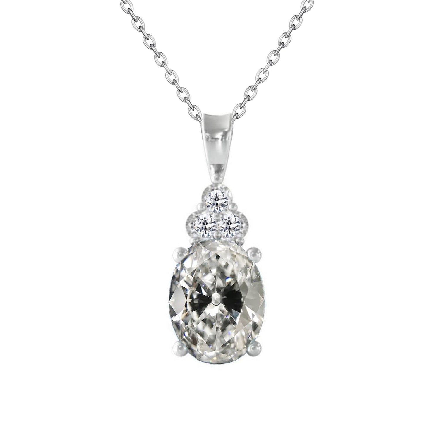Pendente a Goccia Oro Bianco 14K con Diamante – vista principale