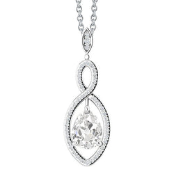 Diamante Collana Pendente – Oro 14 Carati Bianco 2,50 carati