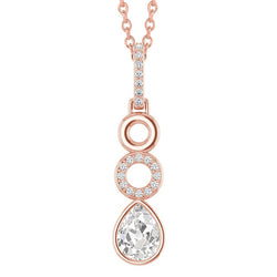 Firmato Collana Pendente con Diamante Fine Incassato a Bezel – 1