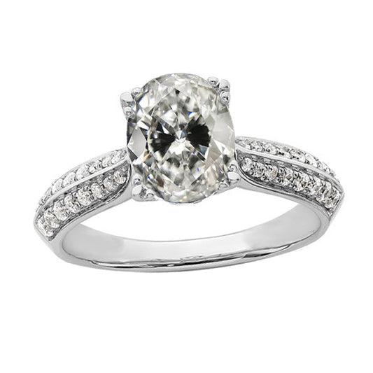 Taglio Old Mine Diamante Fine anello in Oro Bianco 14K – vista principale