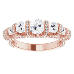 Diamante Fine taglio Cuscino Antico Anello di Fidanzamento 9,50