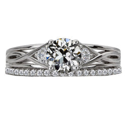Oro Bianco 14K Taglio Old Mine Diamante Fine Anniversary Ring 2