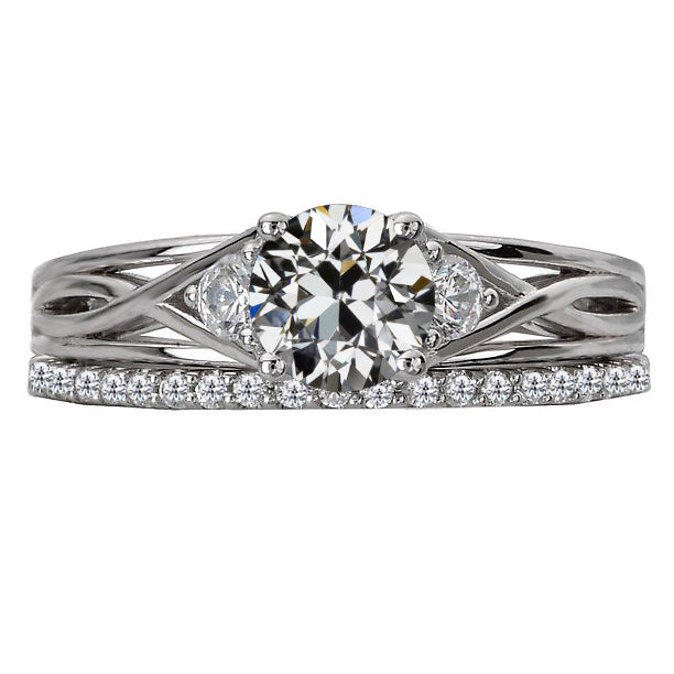 Diamante Fine Cuscino Antico Anniversary Ring in Oro Bianco 14K – vista principale