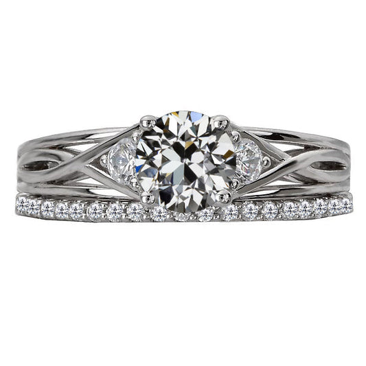 Diamante Fine Cuscino Antico Anniversary Ring in Oro Bianco 14K – vista principale