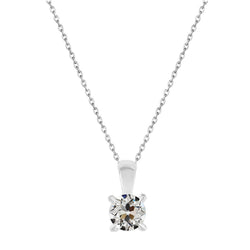 1 carati Diamante Fine Collana Pendente in Oro Bianco 14K