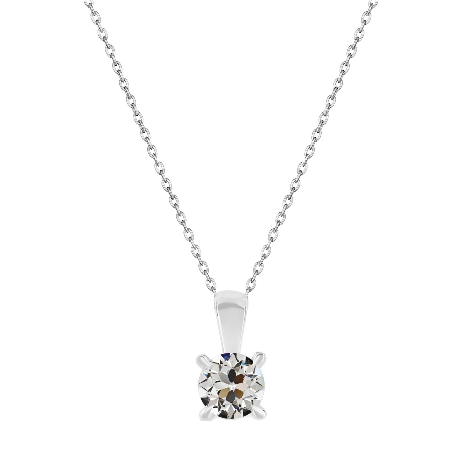 Diamante Fine Collana Pendente 1 carati Oro Bianco 14K – vista principale