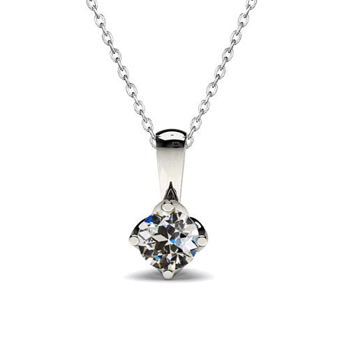 Diamante Fine Taglio Old Mine Pendente in Oro 14 Carati Bianco – vista principale