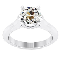 Cuscino Antico Brillante Anello Monopietra in Oro Bianco 14K