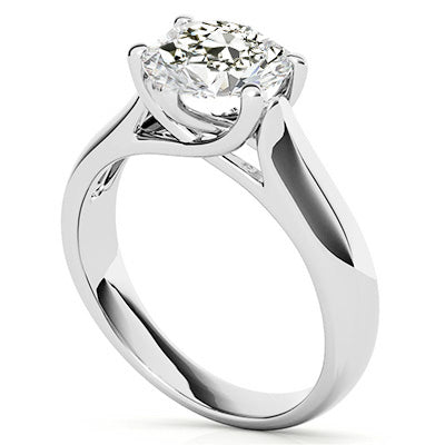 Diamante Fine Taglio Old Mine Anello Monopietra in Oro 14 Carati Bianco – vista frontale