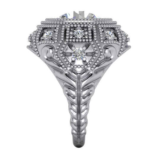 Grande Anello Da Donna Stile Antico Naturale Diamanti Enormi