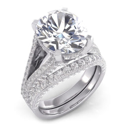 Grande Ovale Naturale Diamante Nuziale Anello E Banda Set