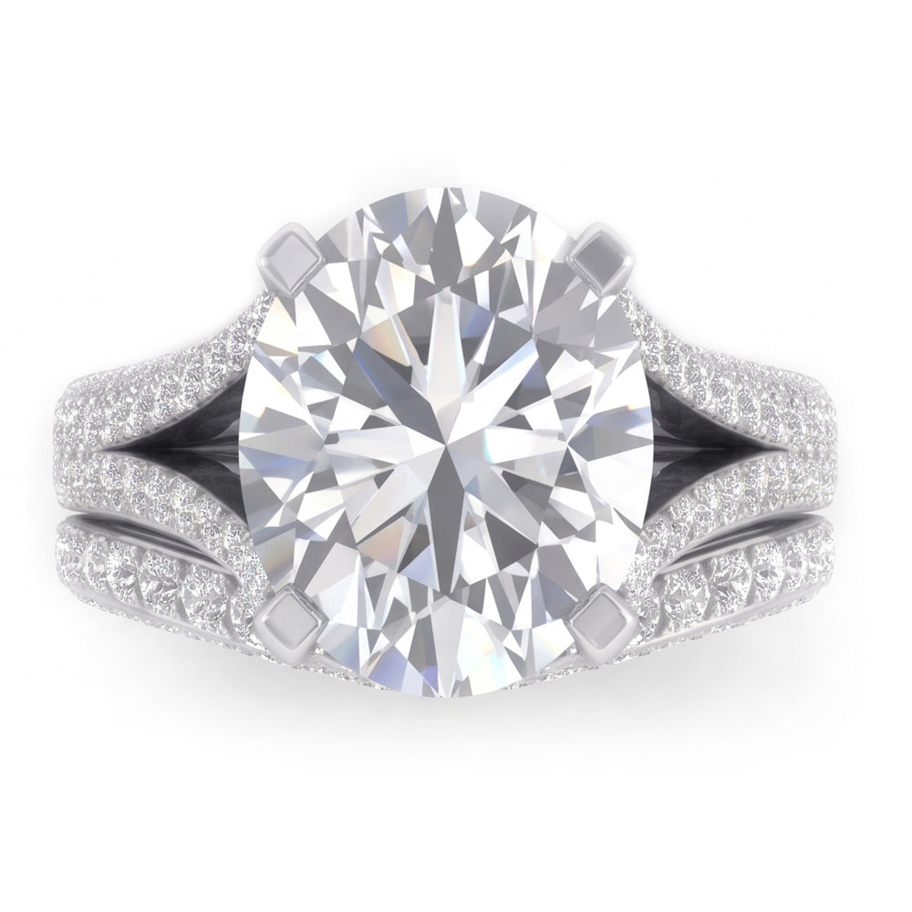Grande Ovale Naturale Diamante Nuziale Anello E Banda Set